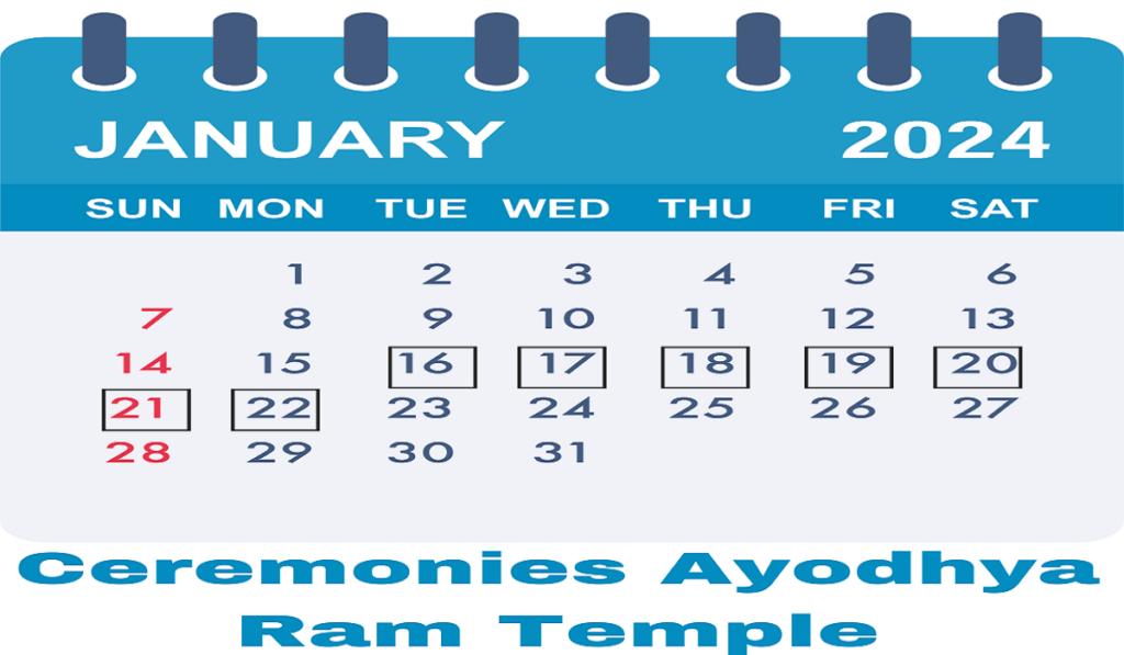 Ceremonies Ayodhya Ram Temple from 16th January to 22nd January 2024